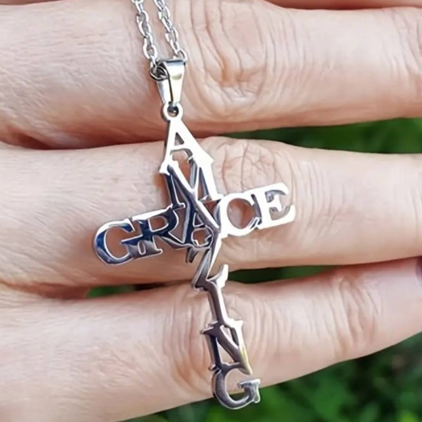 Amazing Grace Christian Cross Necklace Solid High Quality Stainless Steel Gift 37$
